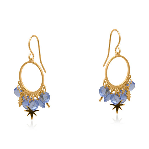 Big Metal London - Penelope Petite Brass Earrings - Blue