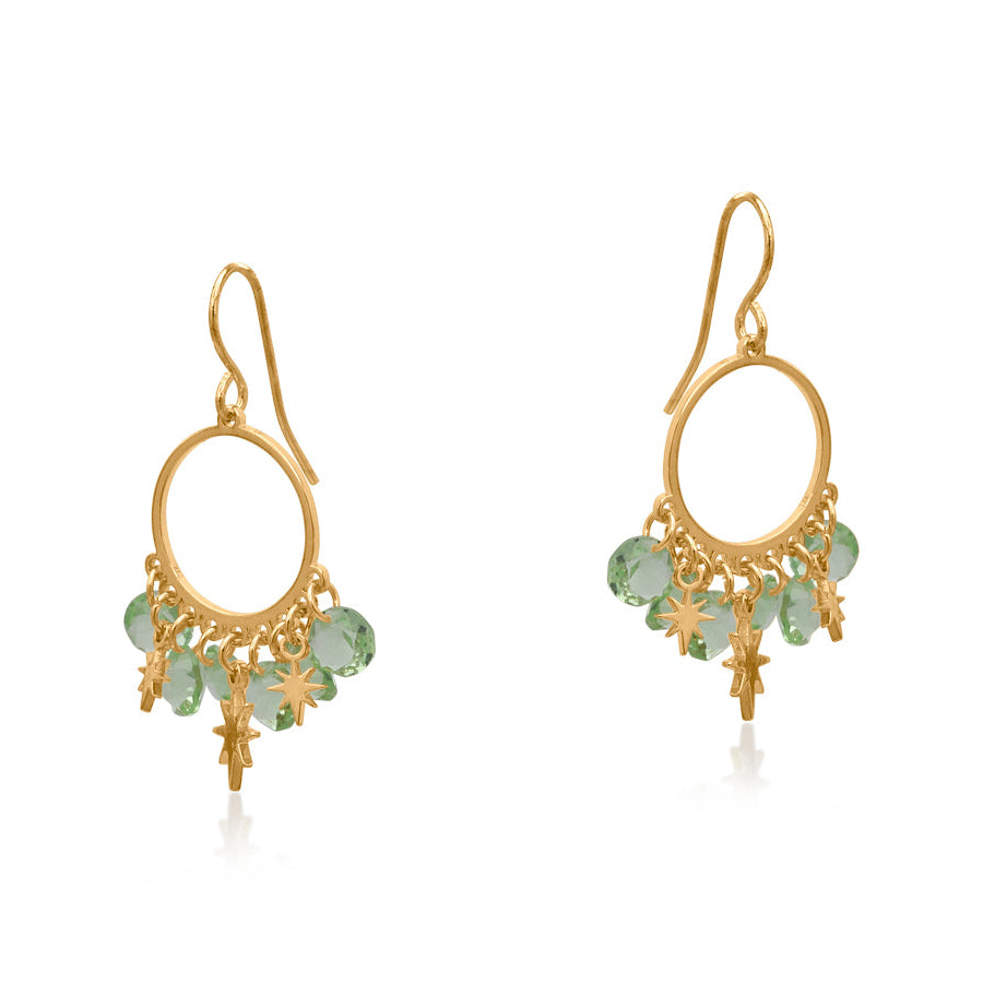 Big Metal London - Penelope Petite Brass Earrings - Green