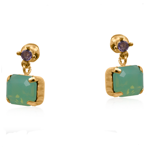 Big Metal London Bellas Gems Earrings - Green A