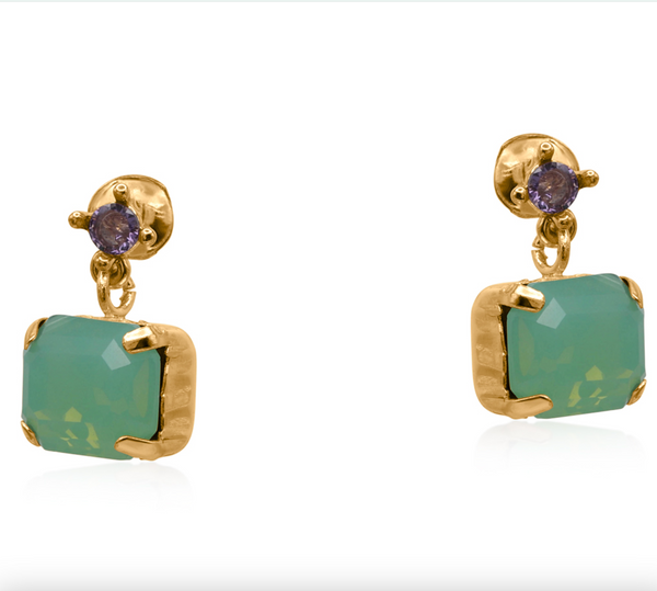 Big Metal London Bellas Gems Earrings - Green