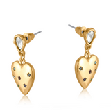 Big Metal London Florence Heart Drop Earrings Gold