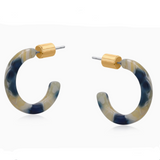 Big Metal London Lima Petite Resin Earrings - Cream/Navy