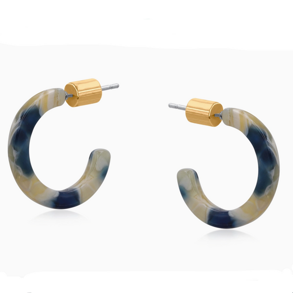 Big Metal London Lima Petite Resin Earrings - Cream/Navy