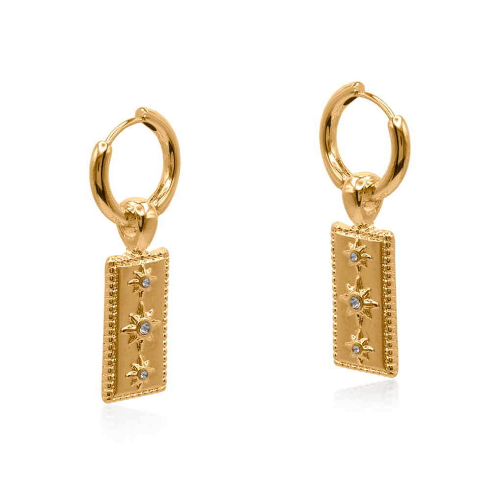 Big Metal London Sirens Charms Huggies Earrings - Gold