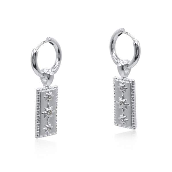 Big Metal London Sirens Charms Huggies Earrings - Silver