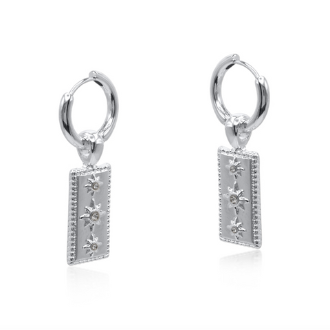 Big Metal London Sirens Charms Huggies Earrings - Silver