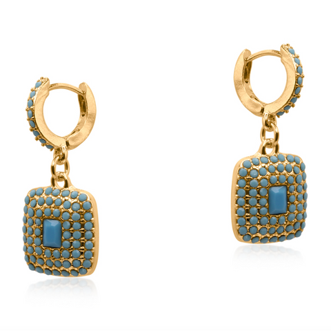 Big Metal London Sirens Treasure Huggies Earrings - Blue