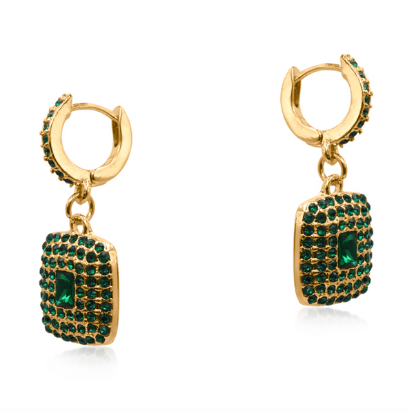 Big Metal London Sirens Treasure Huggies Earrings - Green