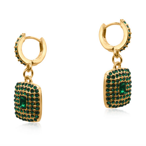 Big Metal London Sirens Treasure Huggies Earrings - Green