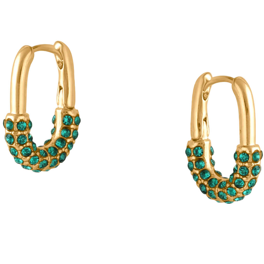 Big Metal London Valencia Small Hoop Earrings - Green