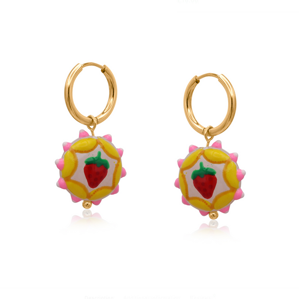 Big Metal Strawberry Vivid Charm Earrings