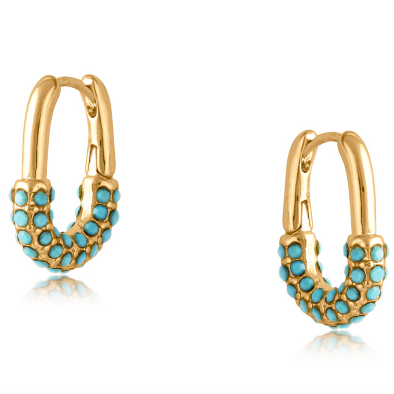 Big Metal Valencia Small Hoop Earrings - Blue