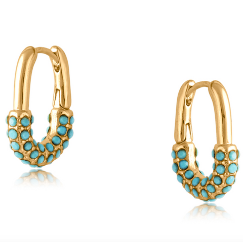 Big Metal Valencia Small Hoop Earrings - Blue