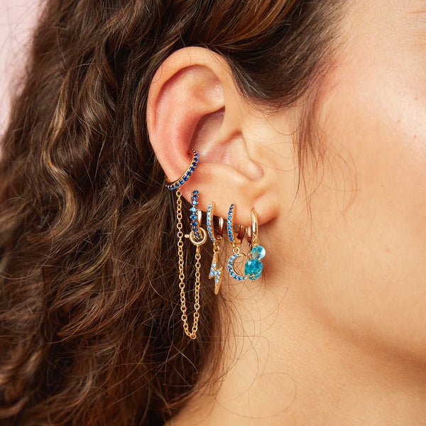 Bijoux De Mimi Iris Waterfall Huggie Earrings Turquoise Gold