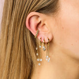 Bijoux De Mimi Alisa Huggie Earrings - Crystal & Gold close up