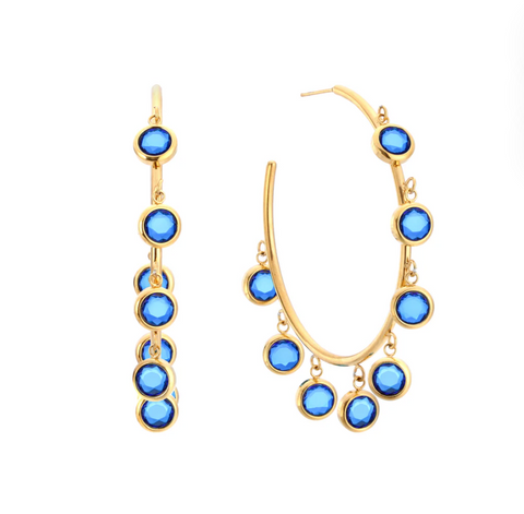 Bijoux De Mimi Faiza Droplet Statement Hoop Blue & Gold