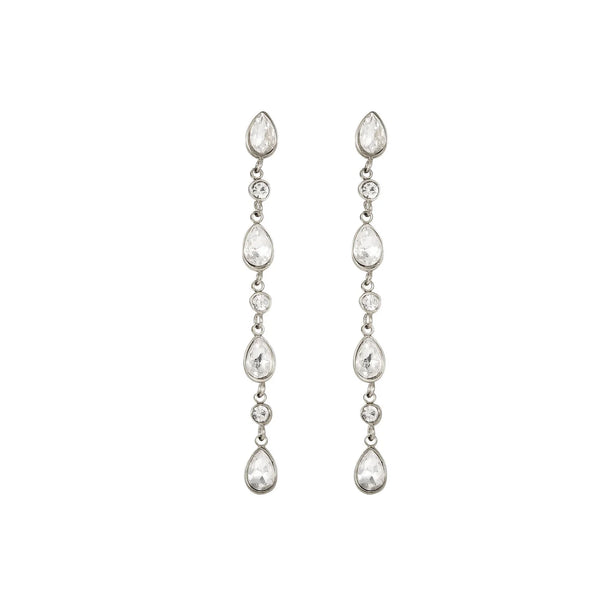 Bijoux De Mimi Freya Crystal Droplet Statement Stud Earrings - Silver