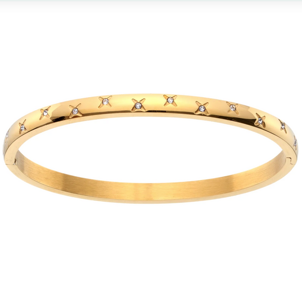 Bijoux De Mimi Gold Crystal Star Bangle