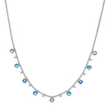 Bijoux De Mimi Grace Blue Droplet Necklace - Silver