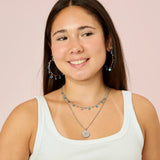 Bijoux De Mimi Grace Blue Droplet Necklace - Silver on model