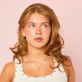 Bijoux De Mimi Hebe Crystal  on modelThin Bigger Star Hoop - Gold on model 2