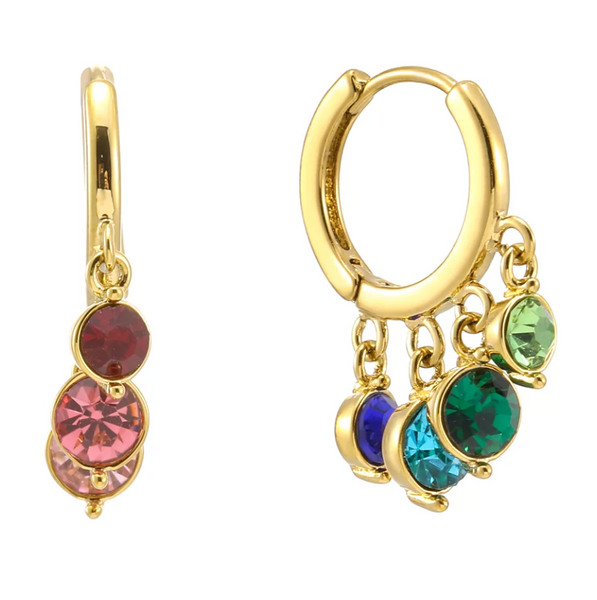 Bijoux De Mimi Iris Rainbow Gold Waterfall Huggie Earrings