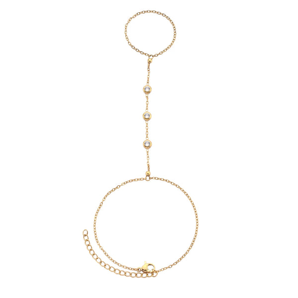 Bijoux De Mimi Madeleine Crystal Hand Chain - Gold