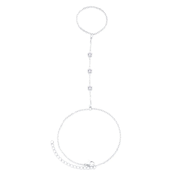 Bijoux De Mimi Madeleine Crystal Hand Chain - Silver