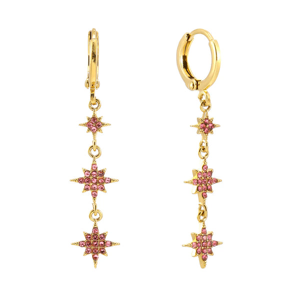 Bijoux De Mimi Romilly Droplet Star Huggie Earrings - Pink & Gold