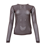 Black Colour Cannie Mesh Blouse - Coffee