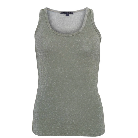 Black Colour - Faye Lurex Tank Top - Olive