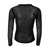 Black Colour - Jennie Dotted Mesh Blouse  - Black - Back
