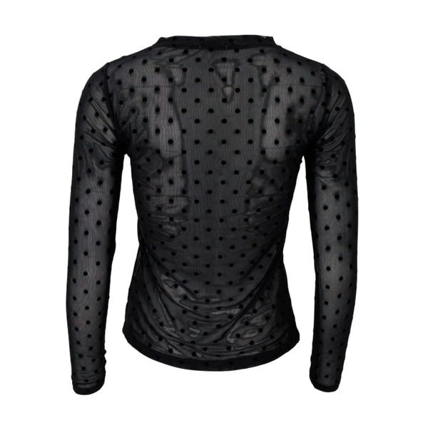 Black Colour - Jennie Dotted Mesh Blouse  - Black - Back
