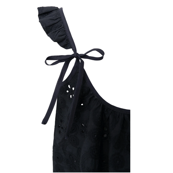 Black Colour - Juliana Lace Top - Black (Close Up)