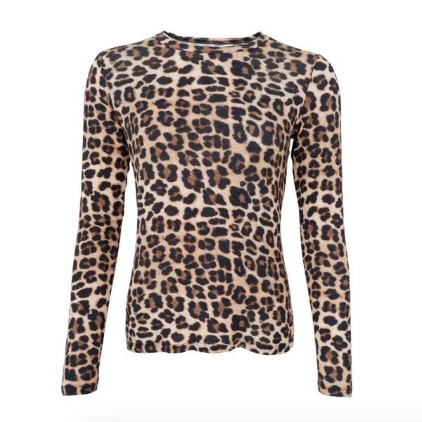 Black Colour Alba Long Sleeve Top - Natural Leo