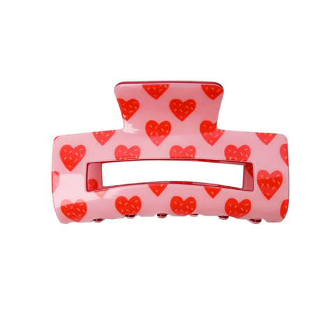 Black Colour Berlin Love Claw Clip - Pink/Red
