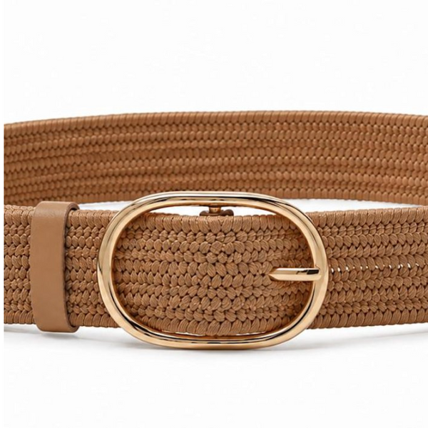 Black Colour Charmaine Jute Belt - Khaki
