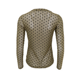 Black Colour Jennie Dotted Mesh Blouse - Army Back