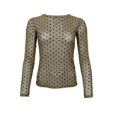 Black Colour Jennie Dotted Mesh Blouse - Army