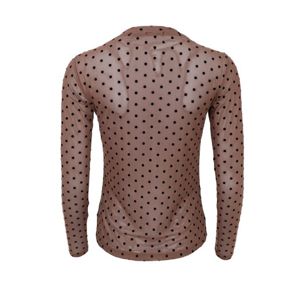 Black Colour Jennie Dotted Mesh Blouse  - Espresso Back