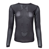 Black Colour Jessie Mesh Long Sleeve Top - Black (Close Up)
