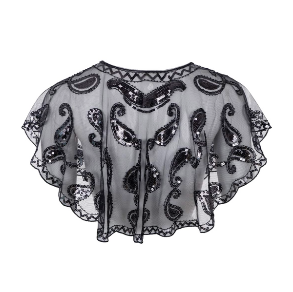 Black Colour Lorenza Sequins Cape Back