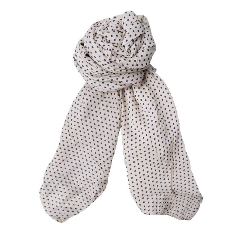 Black Colour Piccolo Scarf - Creme Dot