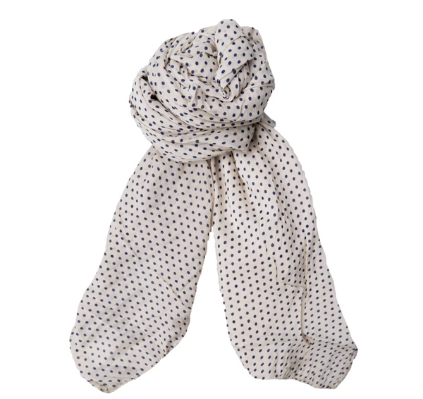 Black Colour Piccolo Scarf - Creme Dot