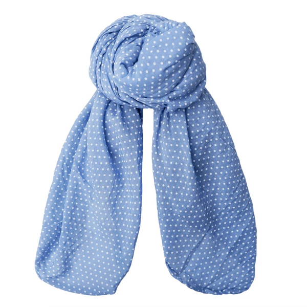 Black Colour Piccolo Scarf - Sky Blue Dot