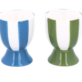 Blue/Green Stripe Ceramic Egg Cup
