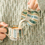 Kalmer Pitcher with Handle - Dusty Blue Stripes