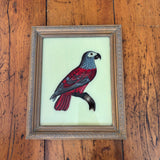 Blue and Red Bird Glass Framed Print 