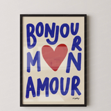 "Bonjour mon amour,"  Framed Print black frame