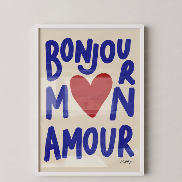 "Bonjour mon amour,"  Framed Print